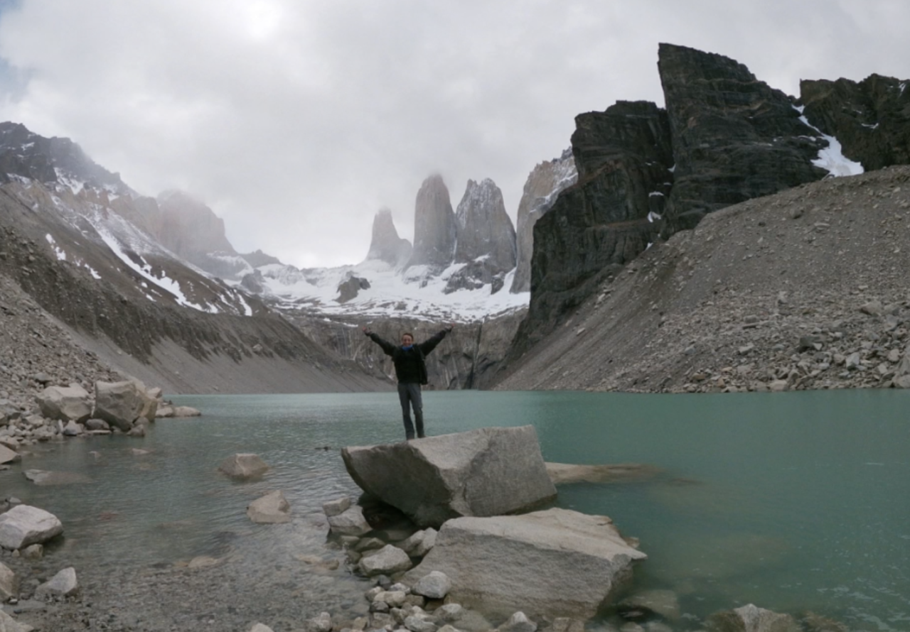 Solo traveller at torres del paine