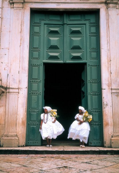 two women near open door in salvador brazil