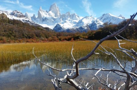 lake with snowy mountains in background