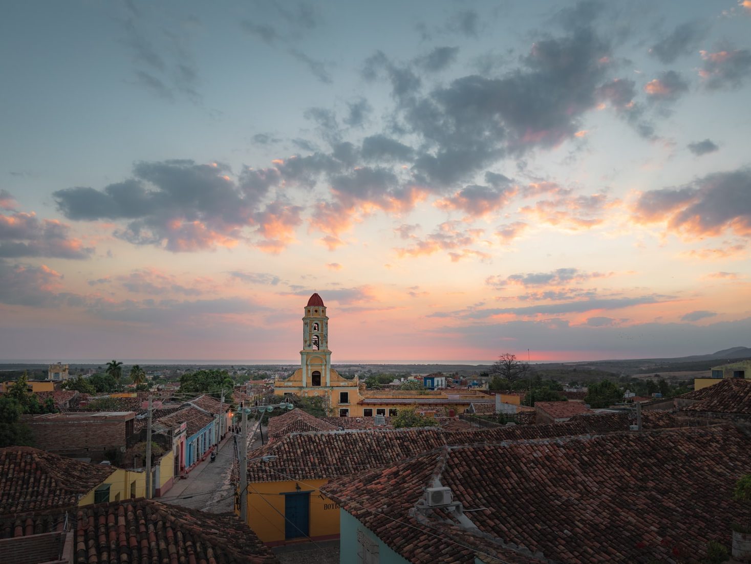 sunset over trinidad in cuba
